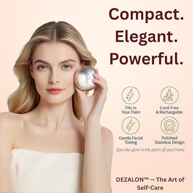 Microcurrent Facial Device, Face Massager Tool, Eye and Neck Massager, Face Roller, Beauty Tools for Relaxing Facial Massage and Skin Care Routine, Gold Color