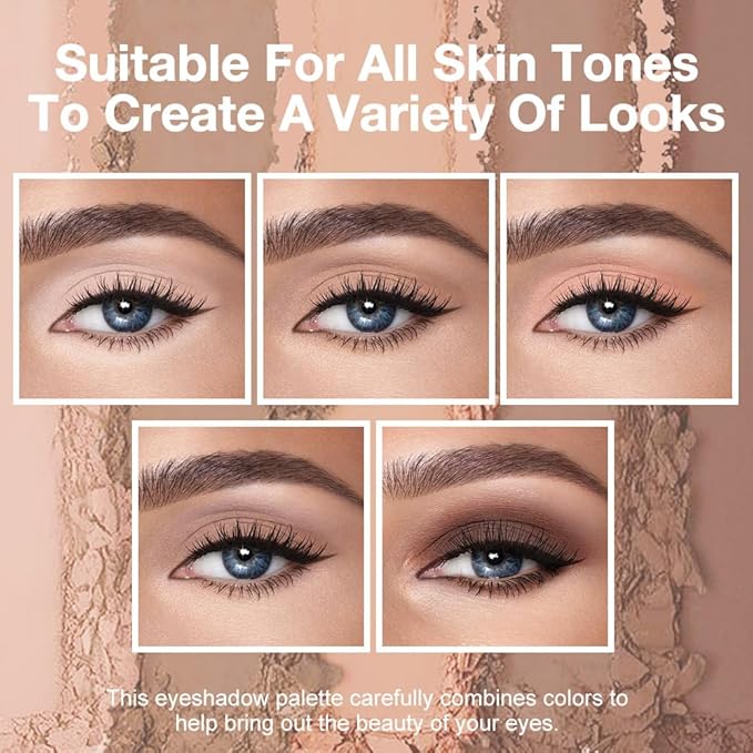 5-Color Mini Matte Neutral Nude Brown Eyeshadow Palette – Soft Ivory, Mocha Browns & Peach Nude, High Pigment Contour Eyeshadow Palette for Daily Natural Makeup, Perfect for Blue & Green Eyes