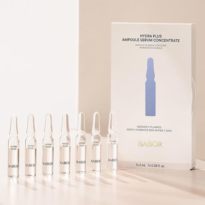 BABOR Hydra Plus Ampoule Concentrate, Moisturizing Skincare Capsule, Hyaluronic Acid Serum, Deeply Nourish to Plump and Smooth Skin, Anti Aging Serum 7 Day Treatment