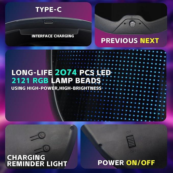 LED Mask with APP & Gesture Control - Perfect for Cosplay, Masquerade Balls & Party Costumes for Adult Unisex Mask
