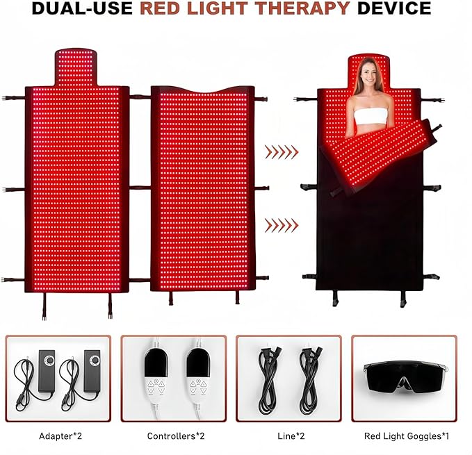 2026 Upgraded Dual Wavelength LED Beads 660nm&850nm Red Light Therapy Blanket Full Body, Used to Face and Body Pain Relief Skin Health Personal Care, 75" x 35'' (Black)