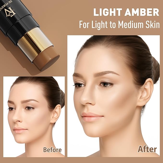 FV Contour Stick, Highly Pigmented & Blendable Cream Contour Bronzer Makeup, Long Lasting & Waterproof, for a Naturally Sculpted Look, Beginner Friendly, 04 Light Amber