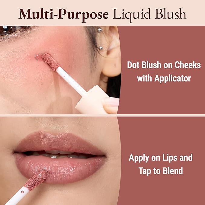 Exmiloo Liquid Blush for Cheeks, Lightweight Liquid Blush for a Natural Look, Buildable & Smooth Sheer Dewy Finish, Vegan & Cruelty-Free, Dewy Hope