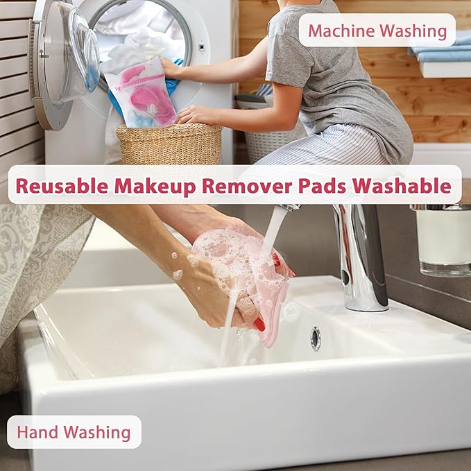 Natwag Makeup Remover Cloth, 6" x 6" Make Up Towels Reusable Face Cloth for Washing Face, 12 Pack Makeup Remover Pads Microfiber Face Washcloth with Mesh Bag, Beige