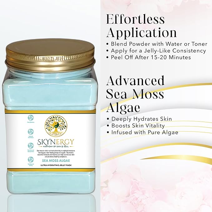 Sea Moss Algae Jelly Mask - Professional Grade Hydro Glo Peel Off Mask for Skin Hydration, Soothing Skin Glow - Suitable for All Skin Types, Vajafacial Jelly Mask | 12 Applications (30 Fl Oz)