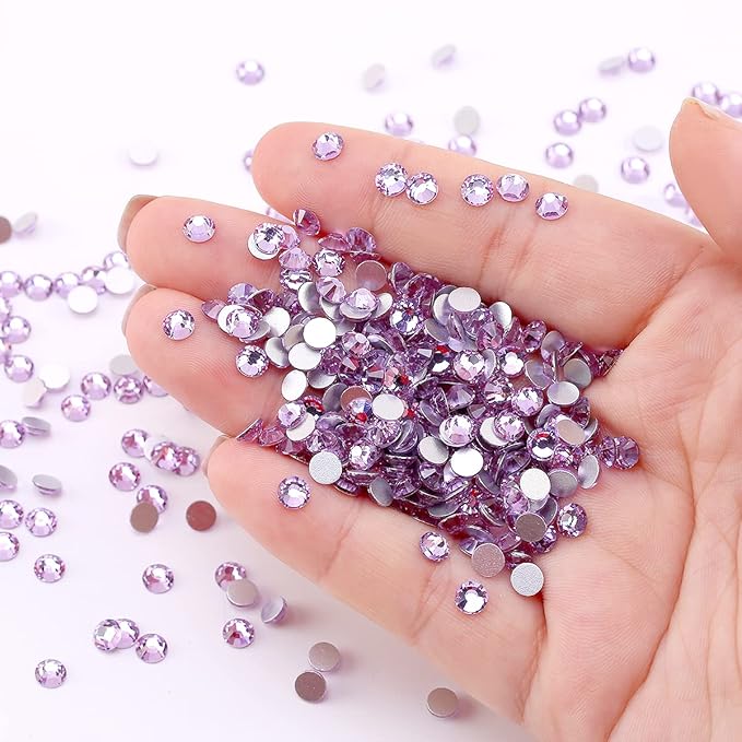 Novani Crystal Rhinestones, Flatback Loose Gemstones 288pcs Glass Rhinestones for Clothes Shoes Crafts Makeup Nail Art and DIY Decorations(SS30, Lavender)