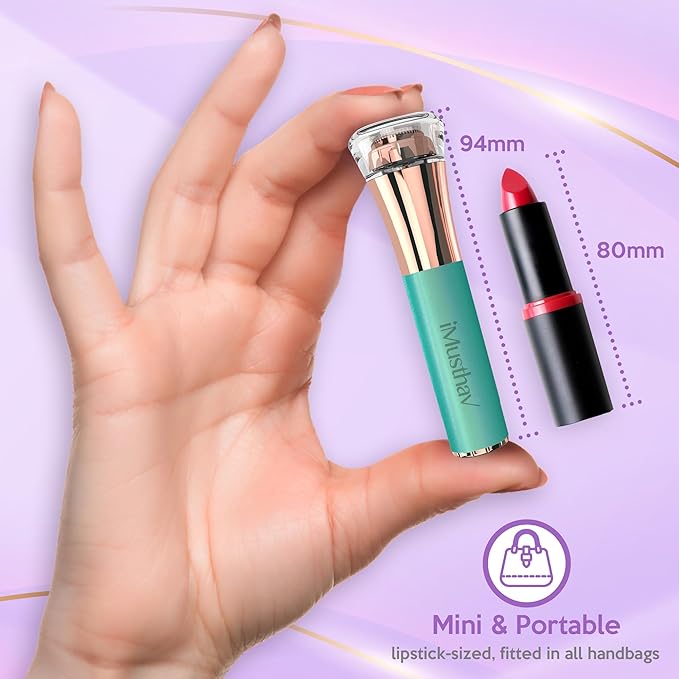 iMusthav Facial Hair Remover for Women – Painless 16mm Dual Ring Floating Head Blade, Portable, Electric Razor & Epilator for Flawless Face, Lips & Chin – with 18K Gold-Plated Head, 360° LED Light