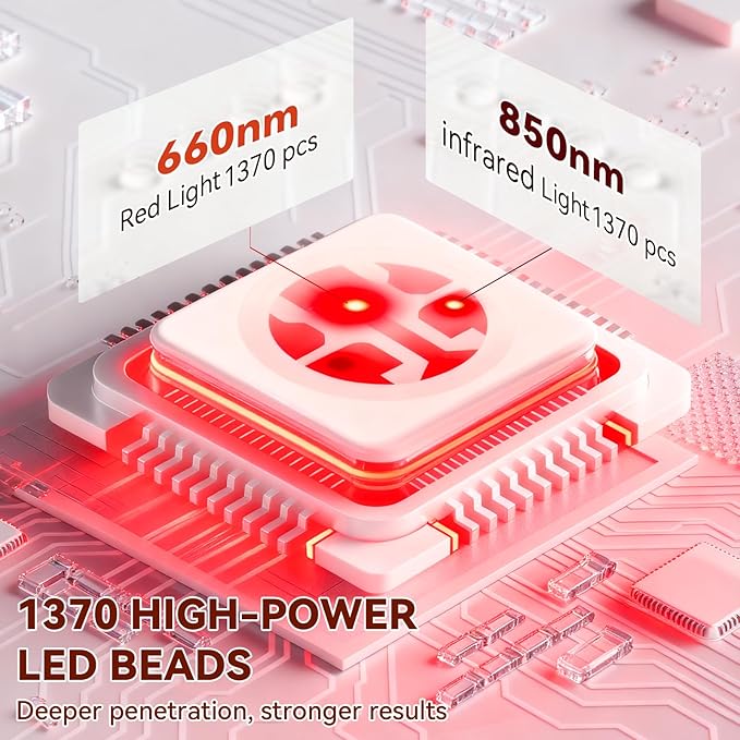 Extra Large Red Light Therapy Mat, High-Density LEDs Full Body Red Light Therapy, 660nm & 850nm Dual Wavelengths, Foldable Red Light Therapy Blanket with Timer, 76.8" x 33.4"