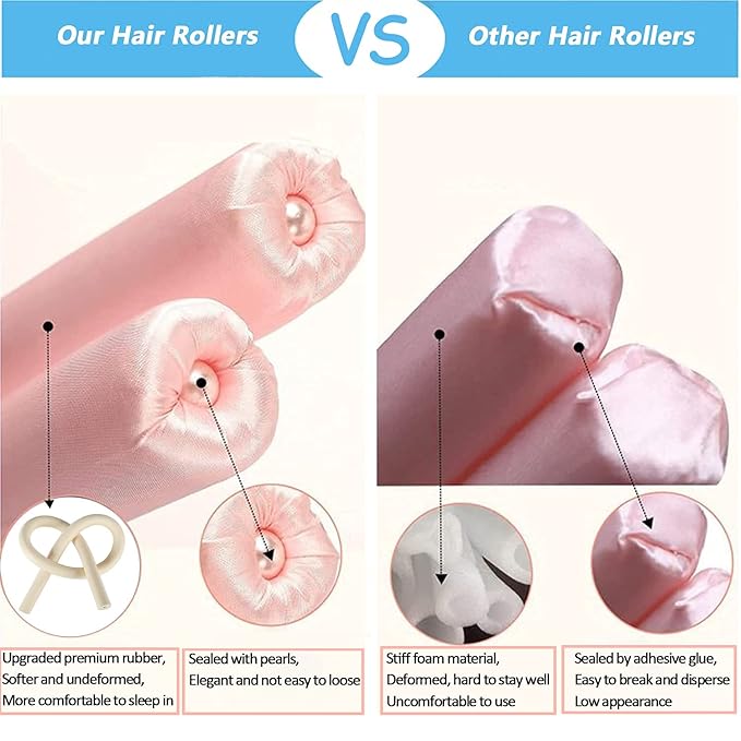 Heatless Curls Overnight,Hair Curlers to Sleep In,No Heat Satin Curling Rod Set,Eternal Muse Rollers,Sleeping Blowout Headband,Foam Curly Tie Ribbon Styling Tool for Long Hair Size 36.23