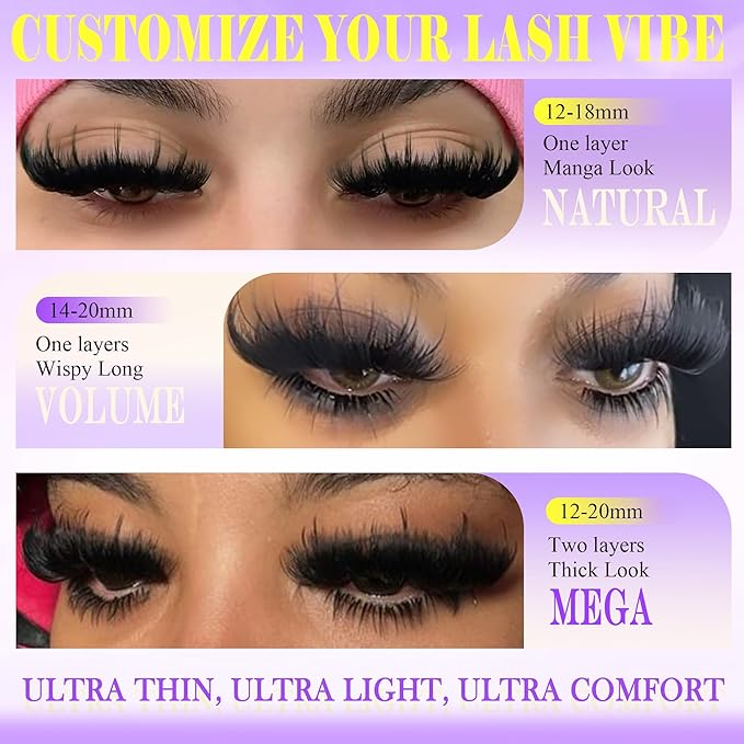 Lash Clusters with Spikes 200D Volume Lash Extensions 12-20mm Spiky Manga Eyelash Clusters 160pcs Thick D Curly Cluster Eyelash Extensions by ANFORLIN