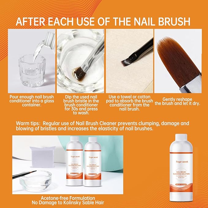 BEVINAS Nail Brush Cleaner 2 packs Nail Brush Cleaner for Gel Polish Nail Brush Cleaner Liquid for Acrylic with Glass Cup Nail Cleaning pads for DIY Salon at Home 8 Fl.Oz