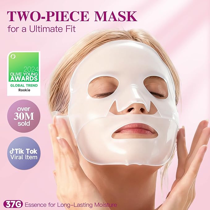 ICIKOL Overnight Collagen Mask - Deeply Hydrating Bio-Collagen Face Mask for Glass Skin, Pore Minimizing & Firming, Melting Transparent Jelly Mask - K-Beauty Sleeping Mask, 4 Sheets