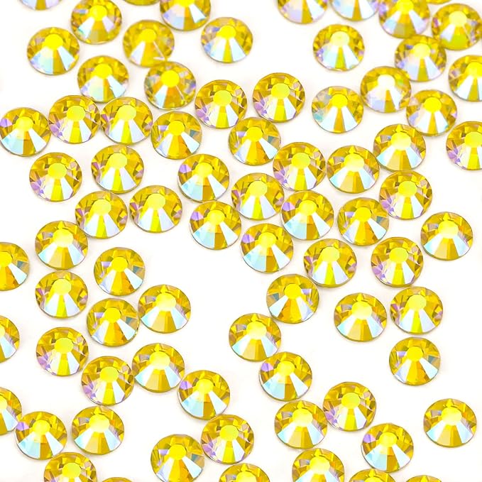 1440Pcs Lemon Ab Crystal Rhinestones,Glass Flatback Rhinestones Gemstones Mini for Nail Face Makeup Art Crafts Clothes Decoration-(SS6,2.0mm,Lemon Ab)