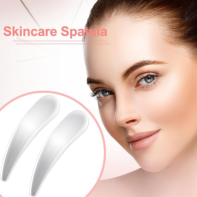 Pndeyo 3pcs Mini Metal Makeup Spatula, Reusable Cosmetic Cream Spatulas Spoon, Skincare Scoop Applicator Facial Massage Beauty Tools for Mixing and Sampling Face Eye Cream- Silver