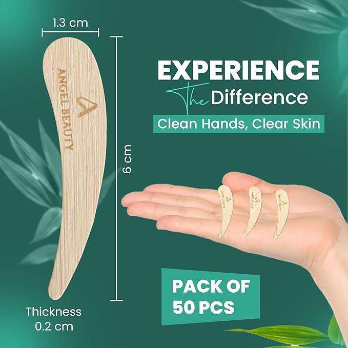 Bamboo 50-pack Cosmetic Facial Makeup Spoon Spatula Mini Makeup Spatula, Biodegradable Compostable Cosmetic Spatulas Spoon, Skincare Cream Scoop Applicator Facial Massage Beauty Tools BPA FREE