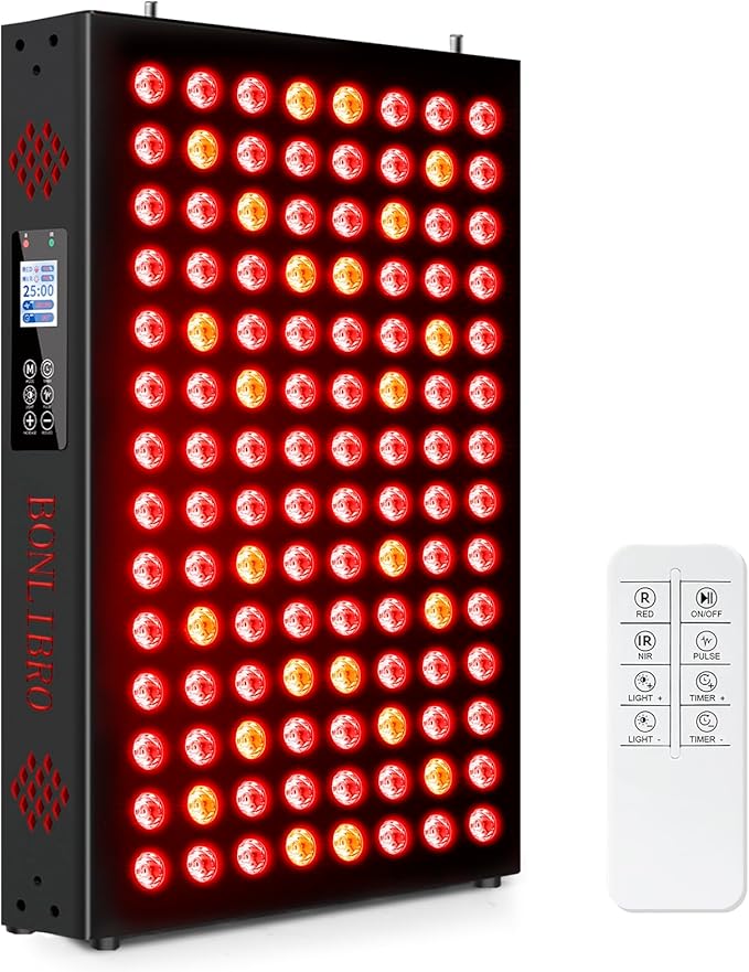 Red Light Therapy Panel for Face and Body, Infrared Light Therapy with Timer & Remote Control, Quad Wave 660nm 850nm 630nm 940nm Near Infrared Light Therapy Panel Portable Dual Chip LED Device
