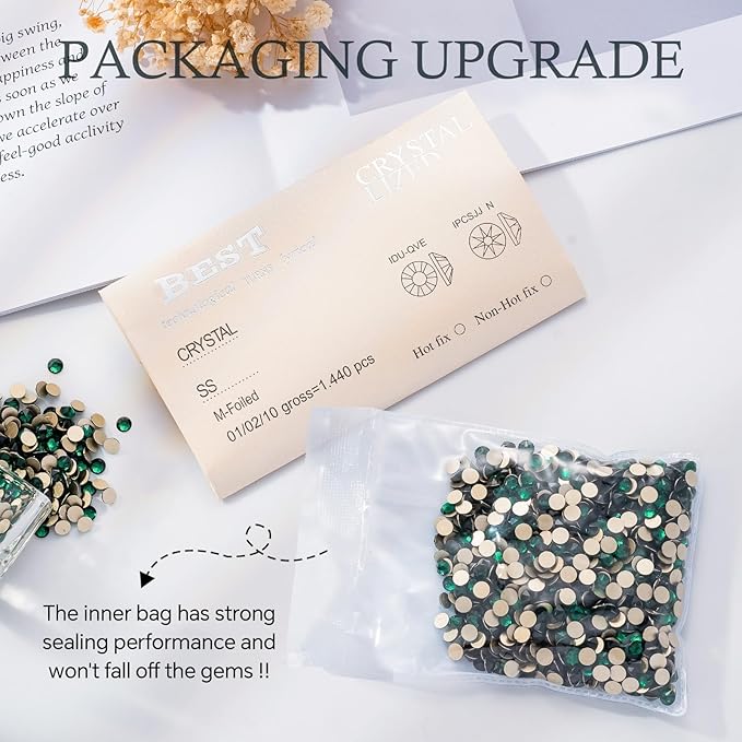 Meibite Malachite Green Flatback Rhinestones, Glass Rhinestones for Nail Art and Craft, Glue Fix, Loose Crystal Gemstones(Green, SS16, 1440pcs, 3.8-4.0mm)