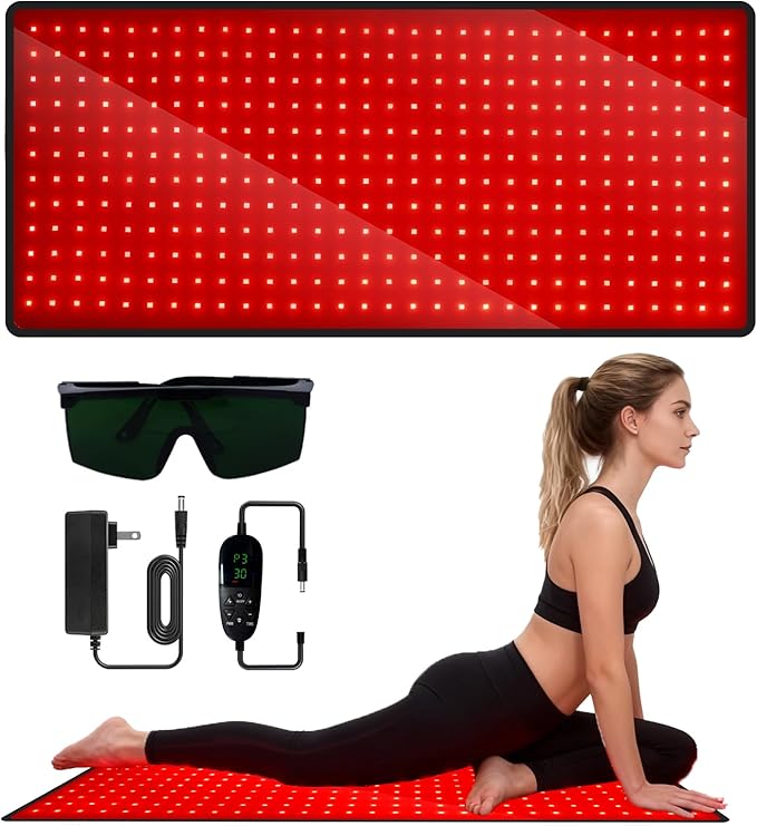 Red Light Therapy Mat for Body, 31.9" x 14.2" Large Red Light Therapy Pad with Protection Device, 660nm & 850nm Infrared Light Therapy Wrap for Body Back Waist Shoulder Knee Joint, Gift for Women Men