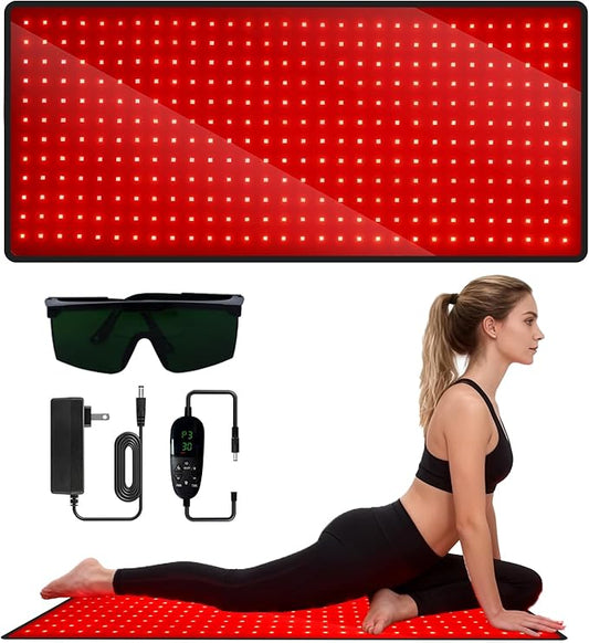 Red Light Therapy Mat for Body, 31.9" x 14.2" Large Red Light Therapy Pad with Protection Device, 660nm & 850nm Infrared Light Therapy Wrap for Body Back Waist Shoulder Knee Joint, Gift for Women Men