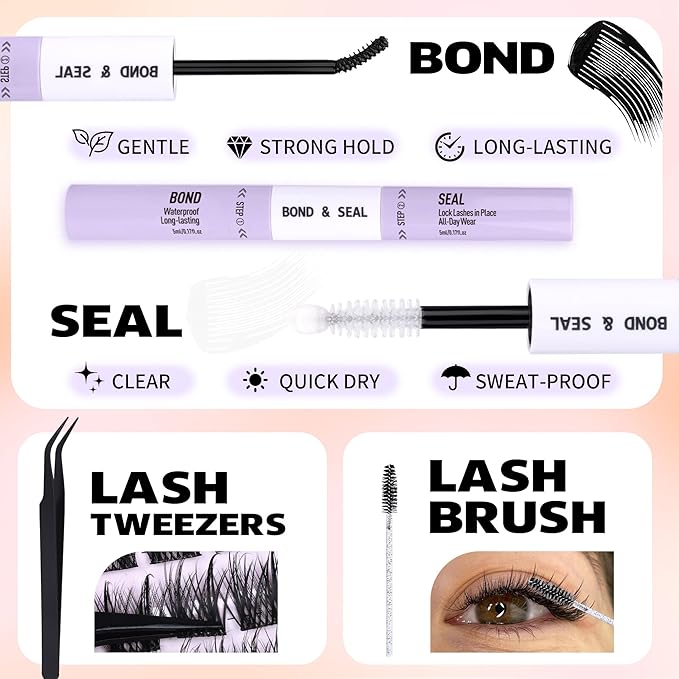 EYDEVRO Manga Lash Clusters Kit Natural Wispy Eyelash Clusters Kit Anime Spiky Cluster Eyelash Extensions 144 Pcs CD Curvature Cluster Lashes Individual Eyelashes 10-16mm DIY Lash Extension Kit
