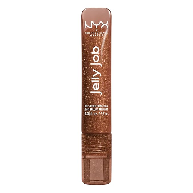 NYX PROFESSIONAL MAKEUP Jelly Job Lip Gloss, Lip Tint Gloss with Full-Bodied, Smoothing, and Hyper-Glossy Shine - Bring Me Jelly (Bronze Shimmer)