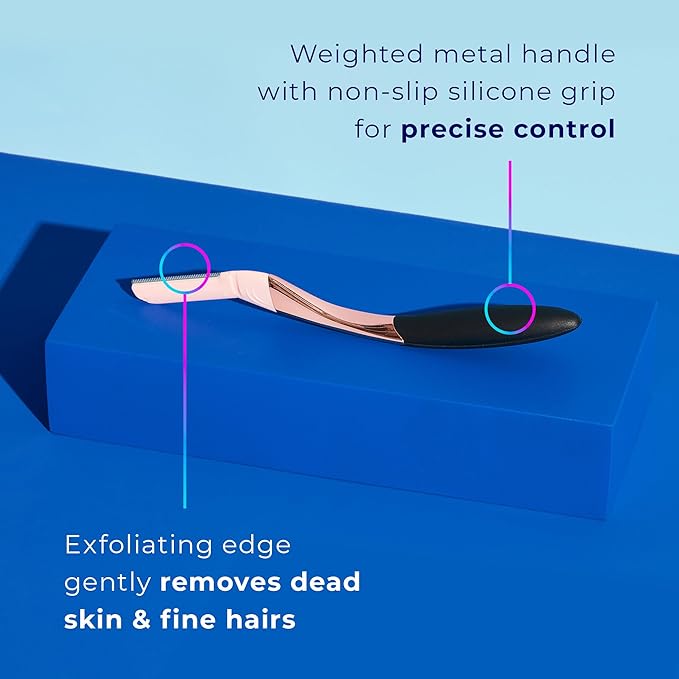 Schick Hydro Silk Dermaplaning Wand, Dermaplaning Tool for Face | Dermaplane Razor for Women Face, Eyebrow Razor, Peach Fuzz Remover, Includes 1 Weighted Metal Handle with 6 Refill Blades