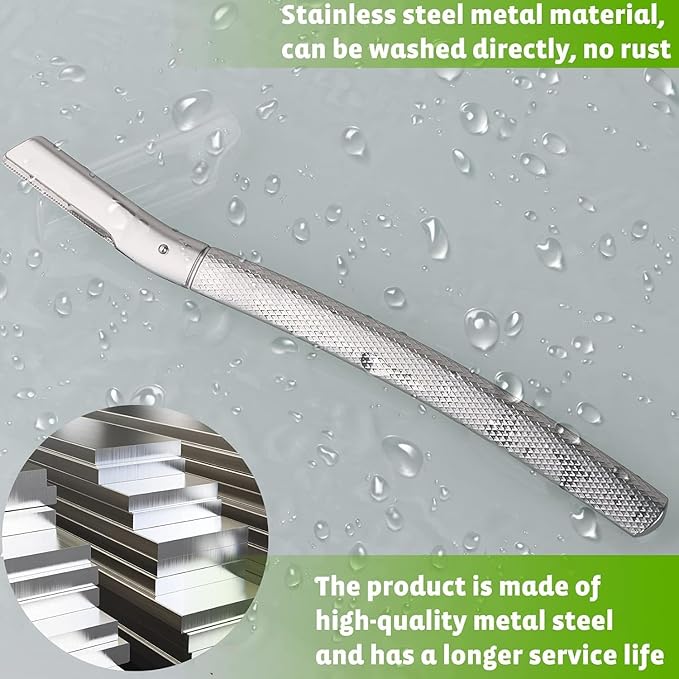 ANDIMEI Professional Dermaplaning Tool Set with 20 Replaceable Stainless Steel Blades, Face Exfoliation Razor for Peach Fuzz Removal, Eyebrow Shaping, All Skin Types (Silver-A)