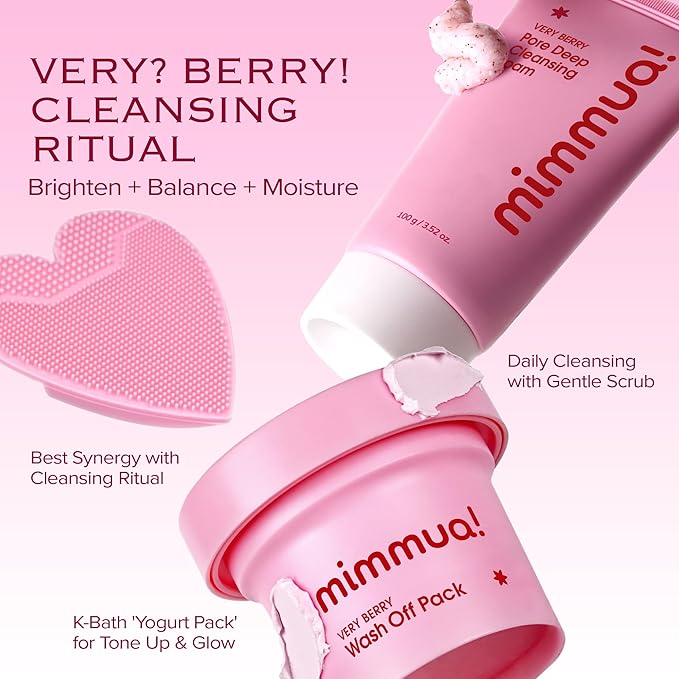VERY BERRY Pore Deep Cleansing Foam | Berry Complex + Fermented Ingredients for Moisture & Healthy Glow | Gentle Exfoliating Face Scrub for Bumpy Skin | Pore Cleanser | 100g/ 3.52 FL OZ, 4pcs
