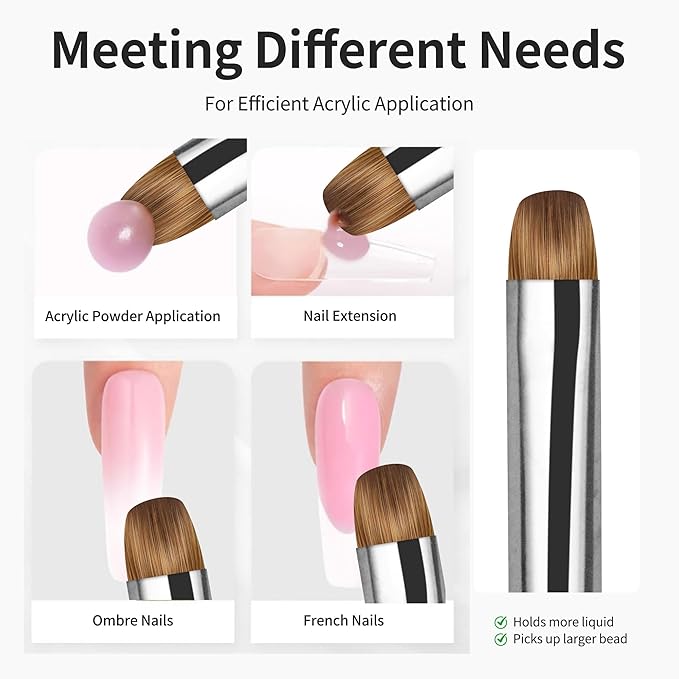 varnishea Kolinsky French Tip Nail Art Brush Solid Wood Handle Gel Acrylic Nail Dotting Tool for Manicure Clean Up and Dotting Manicure Tool Professional Nail Brush - Size 12, 1.0 Count