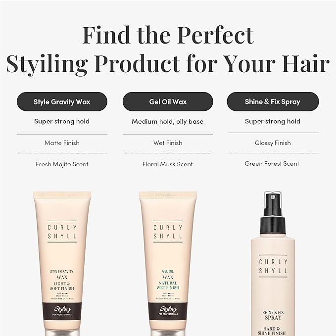 CURLYSHYLL Gel Oil Wax | Natural-Looking Wet Hair Styling | Lightweight Oil-Based Texture | Non-Sticky Hold for Short to Medium Hair | 150ml