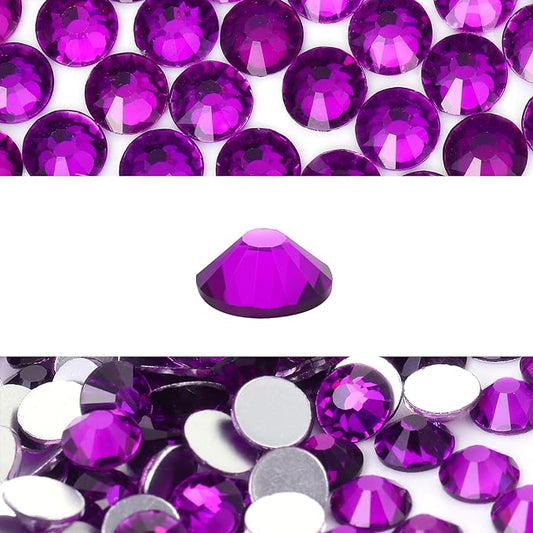Novani 576 Pieces Flatback Rhinestones Glass Round Gems Violet Crystals for Nail Art DIY Crafts Clothes Shoes,SS30,6.4-6.6mm