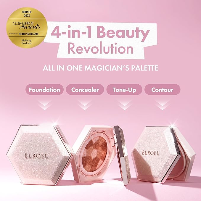 Blending Cushion 4-in-1 Korean Cushion Foundation with Italian Caviar, Collagen & Hyaluronic Acid - 12HR Long Lasting, Hydrating & Age-Defying Makeup Concealer 0.44 oz (#23 Natural Beige)