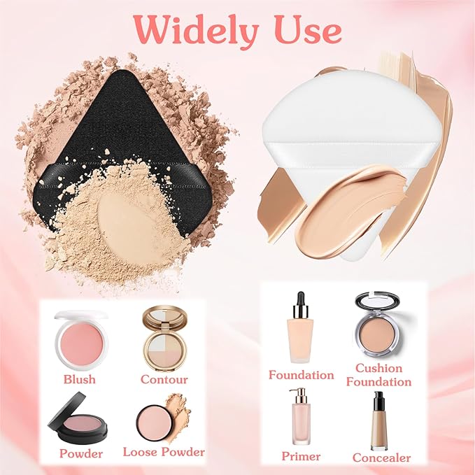 30Pcs Triangle Powder Puff Soft Velour Puff Makeup Puffs Sponge Reusable Setting Puffs Set for Loose Powder Eye Face Contouring Exquisite Beauty Cosmetic Makeup Tools(Black,White)