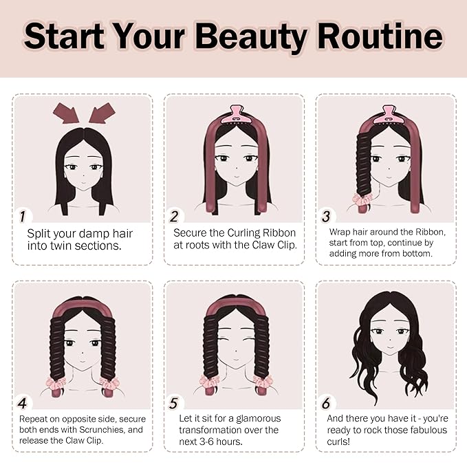 Heatless Hair Curler,Blowout Heatless Curls Overnight,No Heat Curling Rod Set with Satin Bonnet for Sleep in,Pink