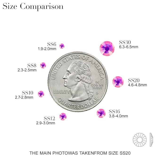 Novani 576 Pieces Flatback Rhinestones Glass Round Gems F-Rose Crystals for Nail Art DIY Crafts Clothes Shoes,SS30,6.4-6.6mm