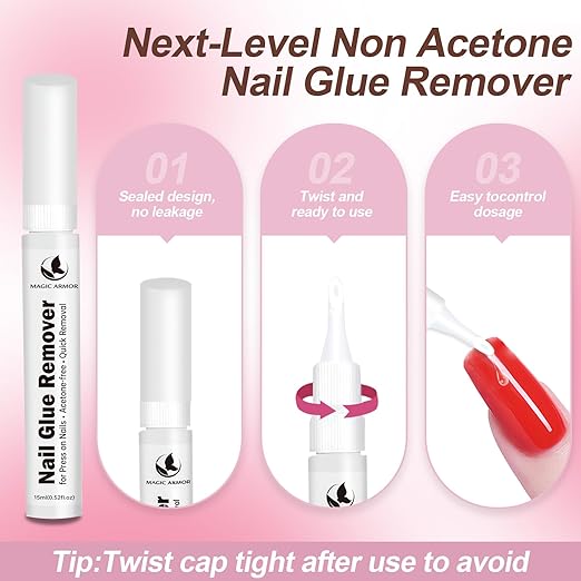 Semi Solid Nail Glue for Press-On Nails, No U V Lamp Needed, Quick-Drying Gel for Long-Lasting Fake Acrylic Nails, Includes Remover