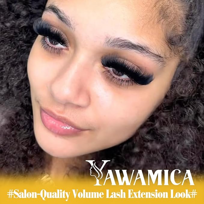 Yawamica Fluffy Lash Clusters Mega Volume Eyelash Clusters 12-25mm Long Thick Cluster Eyelash Extensions Wispy Individual Lashes D Curl Cluster Lashes for Instant Dramatic Lash Extension (DIY at Home)