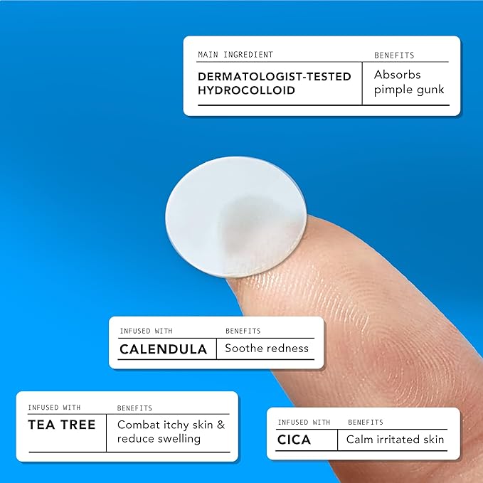 AVARELLE Pimple Patches for Face | Hydrocolloid Acne Patches for Covering Blemishes | Zit Patches with Tea Tree, Calendula, & Cica | HSA Store Eligible Items (10-14 mm, 80 Count)