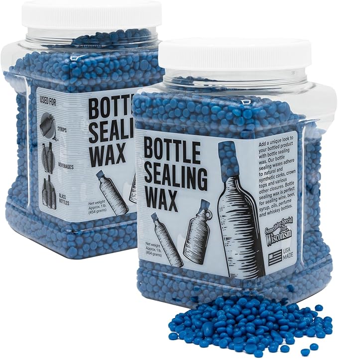 Blended Waxes, Inc. Bottle Sealing Wax Beads, Premium Pastille Wax Seal Beads For Wine, Beer, and Liquor Bottle Closure, Seals Between 25-30 Bottles, 1 lb, Bright Blue