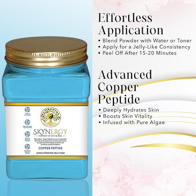 Copper Peptide Jelly Mask - Professional Grade Hydro Glo Peel Off Face Mask for Hydration & Radiant Glow - Suitable for All Skin Types, Vajafacial Jelly Mask | 12 Applications (30 fl oz)