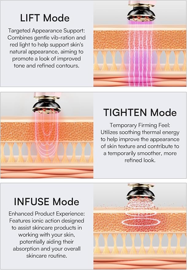 INIA 3-in-1 Red Light Therapy for Face and Neck Beauty Device for Puffiness & Skin Firming Skincare Tool
