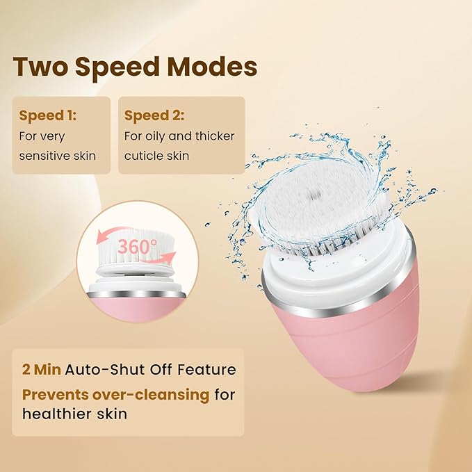 Facial Cleansing Brush, Mini Electric Face Scrubber, Waterproof Face Exfoliator Brush for Deep Cleansing, Portable Face Wash Brush for Travel, Easy to Carry, with 3 Brushheads for Women Mom Men