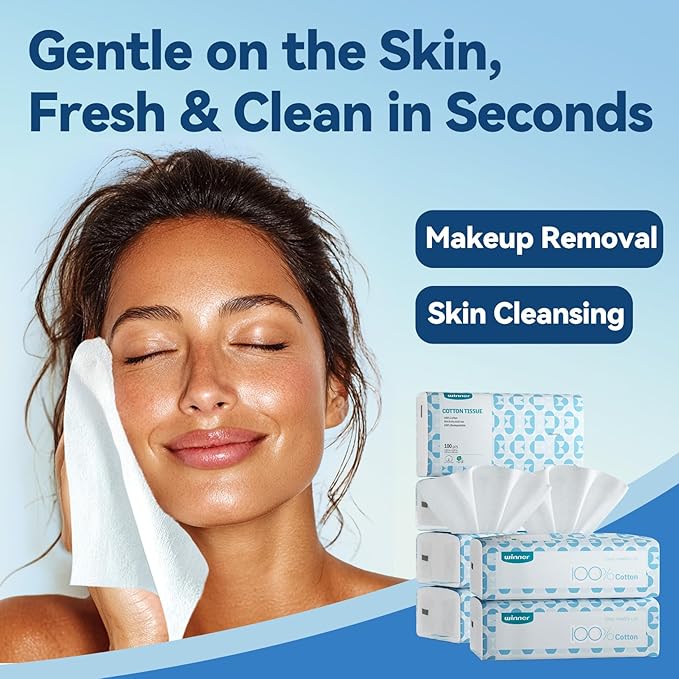 Winner Soft Face Towels, 100% USDA Biobased Facial Towels, 6 Packs per Case, 36 Bags Total