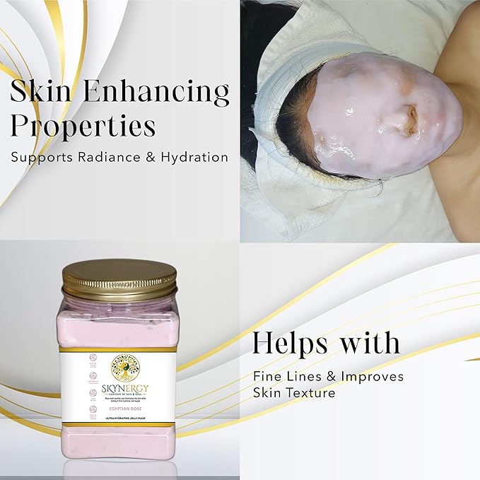 Egyptian Rose Jelly Mask - Professional Peel Off Face Mask for Hydration & Glow - Vajafacial Jelly Mask - Spa Grade Skincare Mask for Home Use, Hydro Glo Mask |12 Applications (30 Fl Oz)