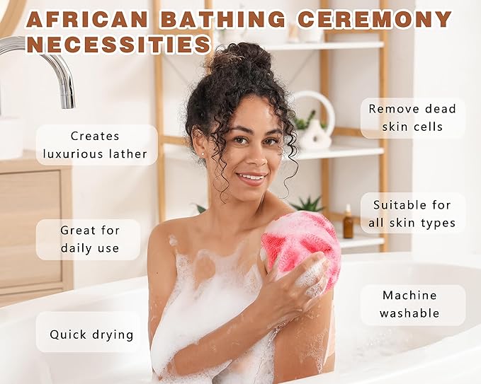 2 Pack African Net Sponge Exfoliating Body Scrubber Bath Sponge for Daily Use