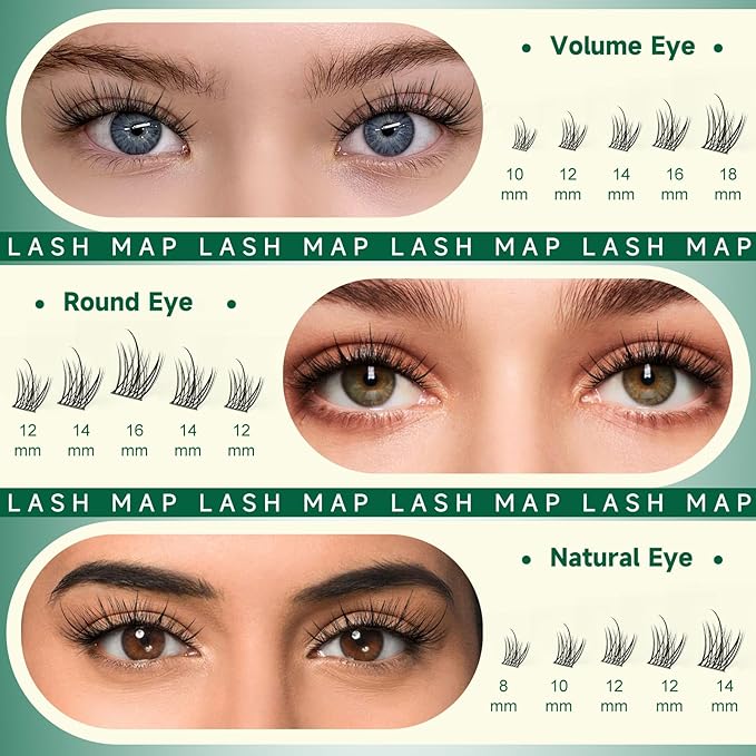 KEYYOU LASH Fairy Lashes Clusters Manga Eyelash Clusters C Curl Cluster Eyelash Extensions Ultra Lightweight Natural Lash with Extremely thin wispy false eyelashes(F03,C-8-18mm)
