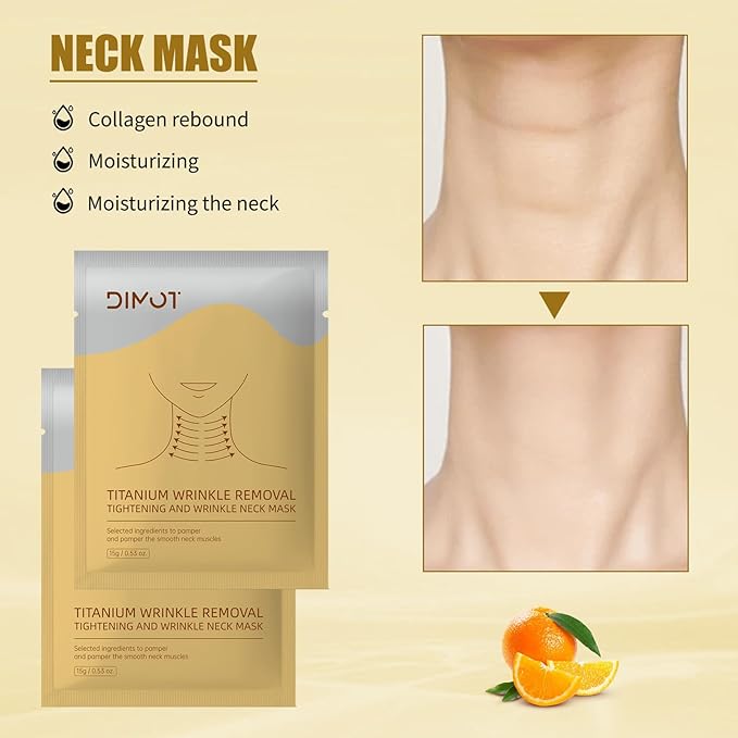 Anti-Aging Neck Mask Patches | Golden Collagen & Hyaluronic Acid Pads for Neck Wrinkles | Deep Moisturizing, Firming & Lifting Treatment | Adjustable Line Remover Wrap for All Skin Types, 1 Pack (2)