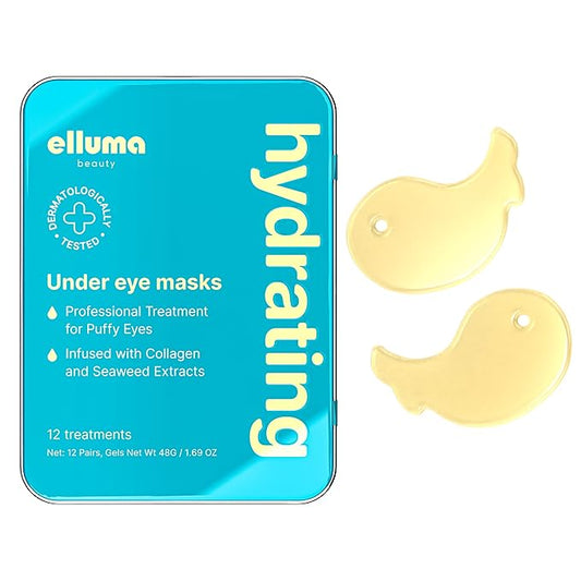 Elluma Beauty Under Eye Patches 12 Pairs of Themed Hydrogel Eye Gel Pads - For Puffy Eyes and Dark Circles, Under Eye Bags, Wrinkles - Hydrating Set with Seaweed Extracts