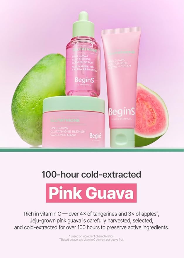 Pink Guava Glutathione Wash-Off Mask 3.17 Fl Oz, Jelly Texture Face Mask with Vitamin C and Niacinamide for Skin Hydration, Blemish Care, and Radiant Glow, Korean Skincare