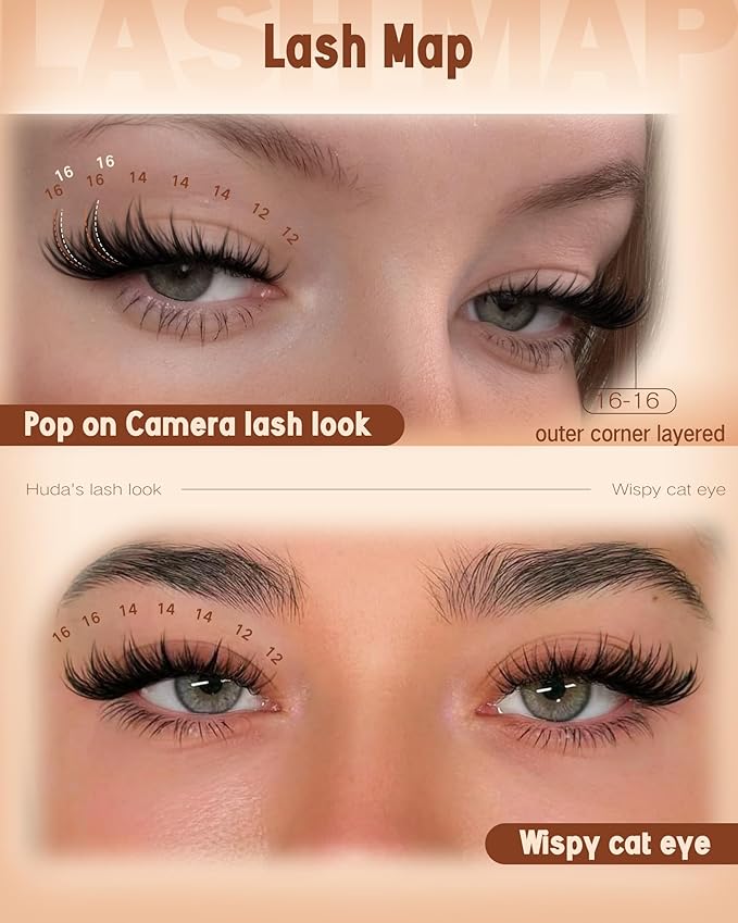 Goddvenus Wispy Lash Clusters 12-14-16mm Eyelash Clusters Set C Curl Fluffy Natural Lash Clusters for Effortless Eyelash Extensions Individual Lashes DIY False Eyelashes